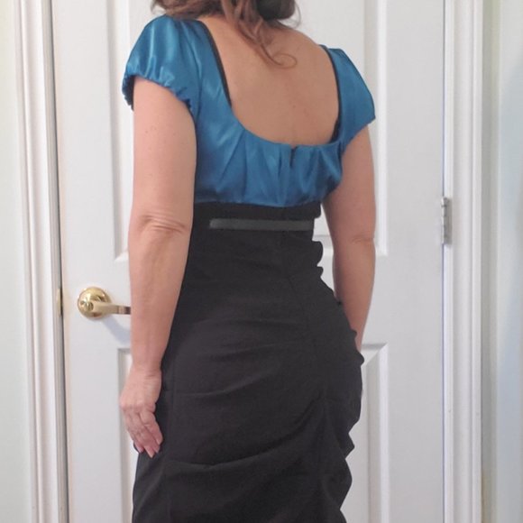 Teal and Black Classy Dress - Picture 4 of 11